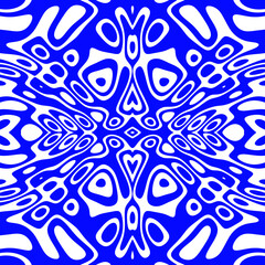 Blue And White Symmetrical Abstract Pattern