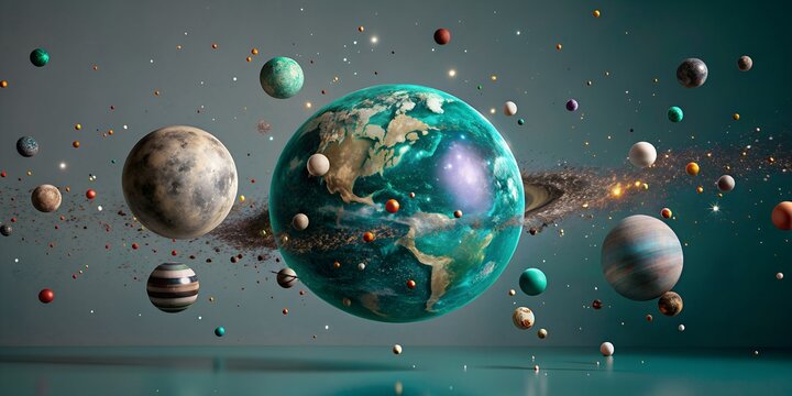 Explore the mesmerizing beauty of a cosmic scene filled with planets and swirling galaxies in vibrant colors cosmic, planets, galaxy, universe, celestial, astronomy, colors, space, orbs, swirling, bea
