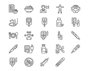 World Diabetes Day Vector Line Icons