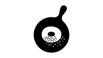 donut symbol on a tray, black isolated silhouette