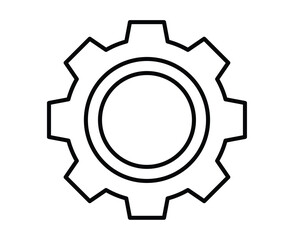 Simple Black Line Gear Icon for Industrial or Mechanical Designs