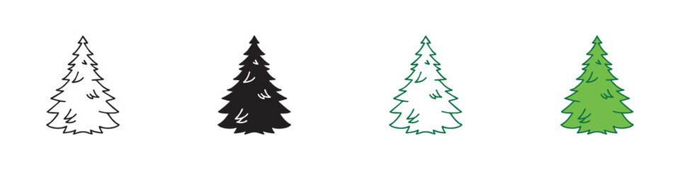 Pine icon set. Fir tree vector set. Christmas tree icon. Vector Illustration. EPS 10