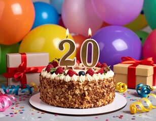 Birthday Bliss: The elegant cake and gifts of a 20th celebration.
