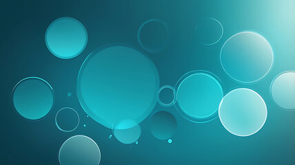 Bright Cyan Bokeh Circles on a Smooth Teal Gradient Background &ndash; AI