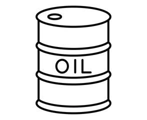 Simple Outline Illustration of an Oil Barrel with Label and Cap
