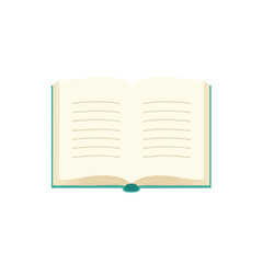 An open storybook with a teal cover