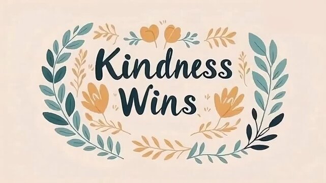 Motivational text Kindness Wins animations promoting kindness for social media and charity campaigns
