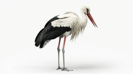 White stork standing profile