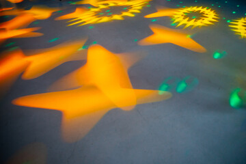 Colorful party lights on the dance floor