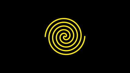Abstract art with yellow spheres and swirls in a spiral shape, resembling a coil or fingerprint pattern in Black Background - Powered by Adobe