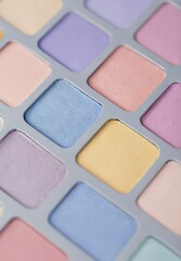 Macro Close-Up of Pastel Eyeshadow Palette