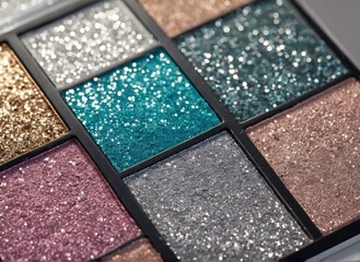 Close-Up of Glitter Eyeshadow Palette in Vibrant Shades