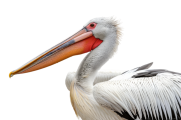 Large pelican isolated on transparent background showcasing its distinctive features great for educational exhibits