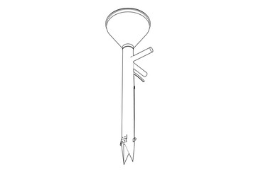 Gardening Seed Planter Blueprint: Monochrome Technical Drawing of Manual Hand Tool for Sowing Seeds, Wireframe Outline for Engineering Design, Agricultural Equipment Schematic and Instructional Guide