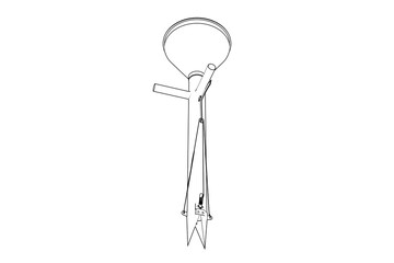 Precision Manual Seeder Outline Illustration: Detailed Wireframe Vector Art of a Hand-Operated Seed Planter and Cultivating Tool, Perfect for Technical Blueprints and Garden Equipment Schematics