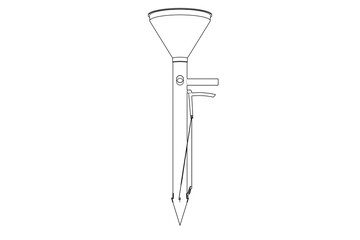 Gardening Seed Planter Blueprint: Monochrome Technical Drawing of Manual Hand Tool for Sowing Seeds, Wireframe Outline for Engineering Design, Agricultural Equipment Schematic and Instructional Guide