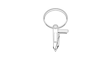 Manual Garden Seed Planter Tool Line Art Icon: Essential Hand-Held Device for Precision Planting Seeds, Bulbs, and Seedlings in Home Gardens, Farms, and Organic Agricultural Settings