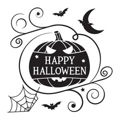 Happy Halloween pumpkin and bat vector illustration