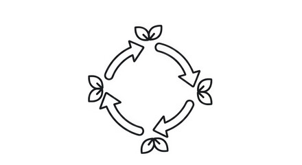 Fototapeta premium Circular Arrows With Leaves Eco Icon