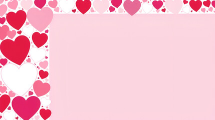 Valentine's Day Border & Background, pink red and white heart shapes with copy space in the center.