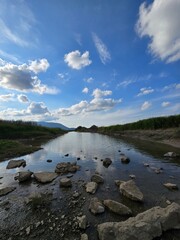 Fototapeta premium landscape with lake and mountains