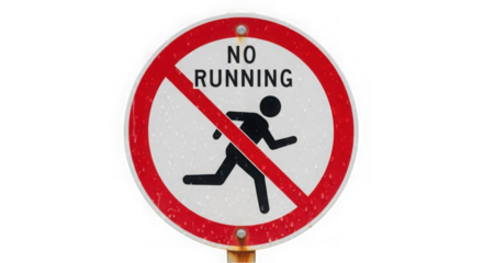No Running Sign Wet Red Circle Symbol