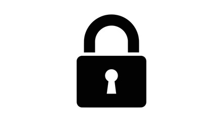 Simple Black Padlock Icon Representing Security and Protection.