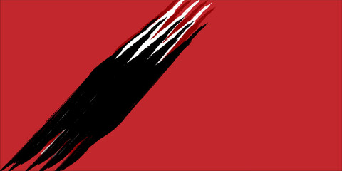 Abstract illustration featuring bold black strokes on a solid red background, creating a dramatic, modern, and artistic visual. Perfect for posters, wallpapers, or decorative design.