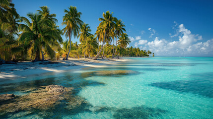 Obraz premium tropical beach with palm trees and sea