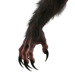 Werewolf arm and hand with long black claws : elements for halloween on transparent background