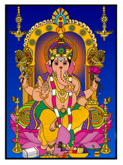 Obraz premium hand drawn digital art of lord ganesha