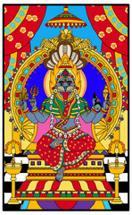 hand drawn digital art of goddess narsimhi