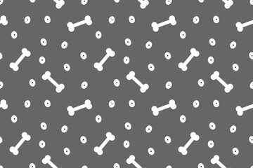 Cute Halloween seamless pattern white bone and eyes on dark gray background. All Saints Day. National International Holiday. For background, wallpaper, textile, packaging or website.