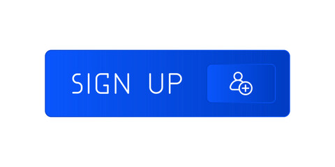 Blue CTA button with text: Sign up, user, UI design.