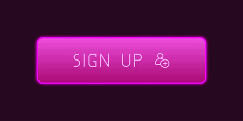 Pink CTA button with text: Sign up, user, UI design.