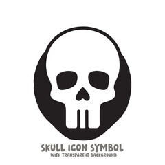 Black and White Skull Icon Symbol Vector Image Illustration Minimalist Design Graphic Art