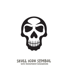 Black and White Skull Icon Symbol Vector Image Illustration Minimalist Design Graphic Art