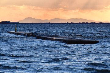 甲子園浜の夕景