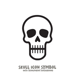 Black and White Skull Icon Symbol Vector Image Illustration Minimalist Design Graphic Art