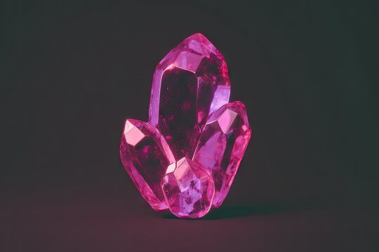 Cluster of vibrant pink crystals on dark background