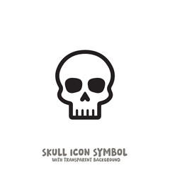 Black and White Skull Icon Symbol Vector Image Illustration Minimalist Design Graphic Art