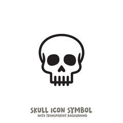Black and White Skull Icon Symbol Vector Image Illustration Minimalist Design Graphic Art