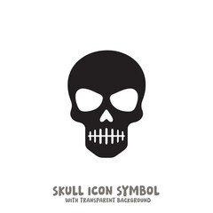 Black and White Skull Icon Symbol Vector Image Illustration Minimalist Design Graphic Art