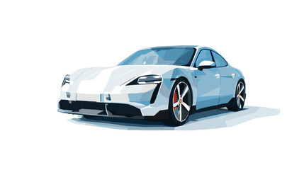 Luxury blue sports car model isolated on a white background, flat design vector illustration