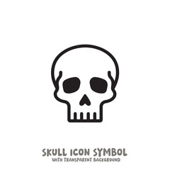 Black and White Skull Icon Symbol Vector Image Illustration Minimalist Design Graphic Art