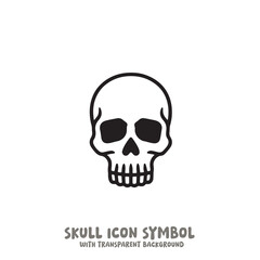 Black and White Skull Icon Symbol Vector Image Illustration Minimalist Design Graphic Art