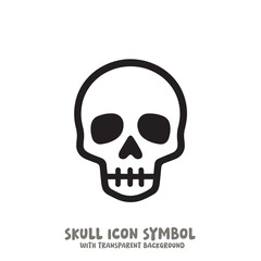 Black and White Skull Icon Symbol Vector Image Illustration Minimalist Design Graphic Art