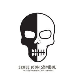Black and White Skull Icon Symbol Vector Image Illustration Minimalist Design Graphic Art