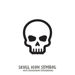 Black and White Skull Icon Symbol Vector Image Illustration Minimalist Design Graphic Art