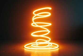 Abstract Luminous Light Ribbon Swirl in Dark Room